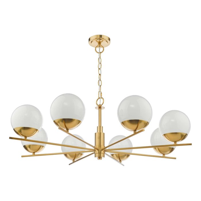 Bombazine 8 Light Pendant Light - Natural Brass Opal Glass