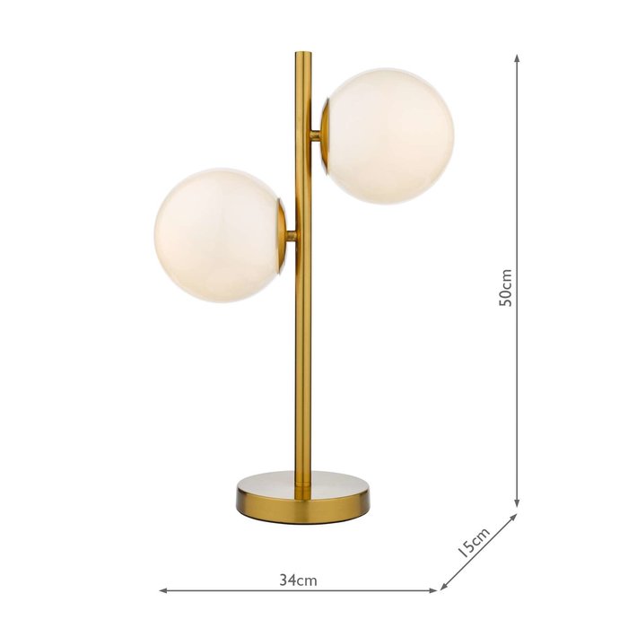 Bombazine 2 Light Table Lamp - Natural Brass Opal Glass