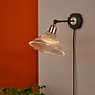 Boyd Single Wall Light - Antique Brass & Matt Black With Ribbed Glass Shade - Plug In