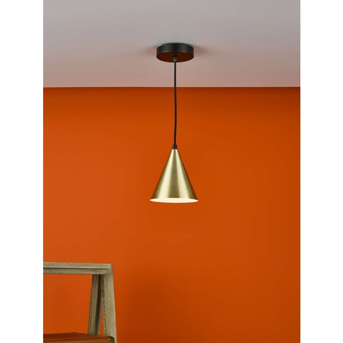 Branco 1 Light Pendant Light - Matt Black And Satin Gold