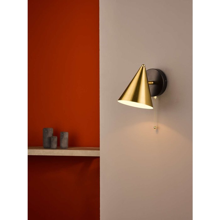 Branco 1 Light Wall Light - Matt Black And Brass