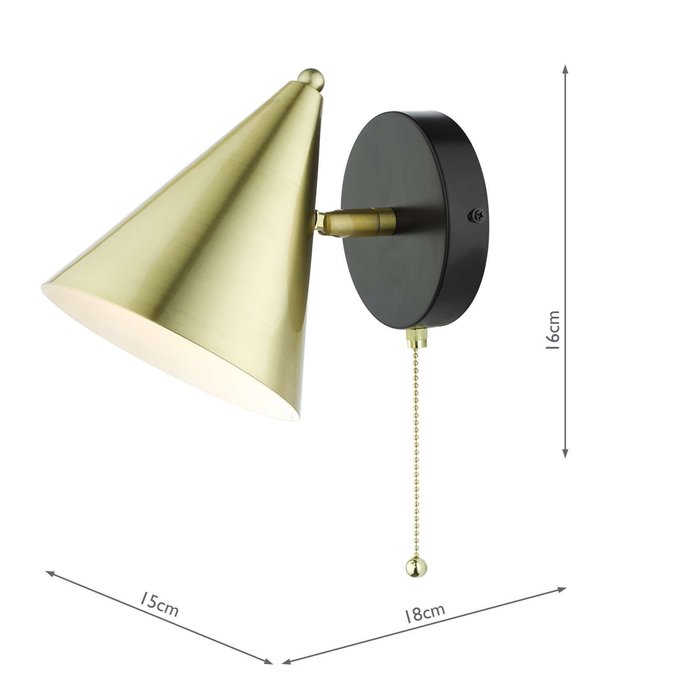 Branco 1 Light Wall Light - Matt Black And Brass