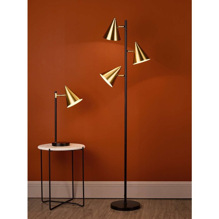 Branco 1 Light Table Lamp - Matt Black And Brass