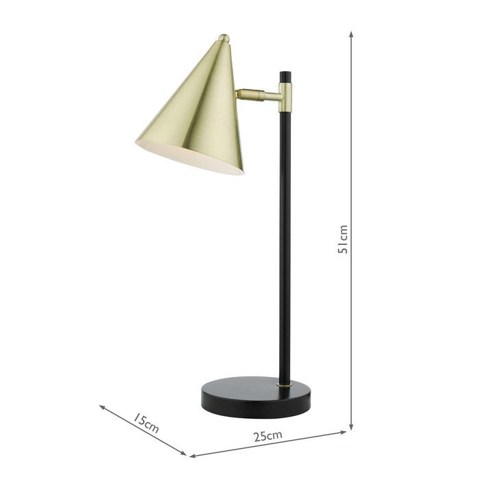 Branco 1 Light Table Lamp - Matt Black And Brass