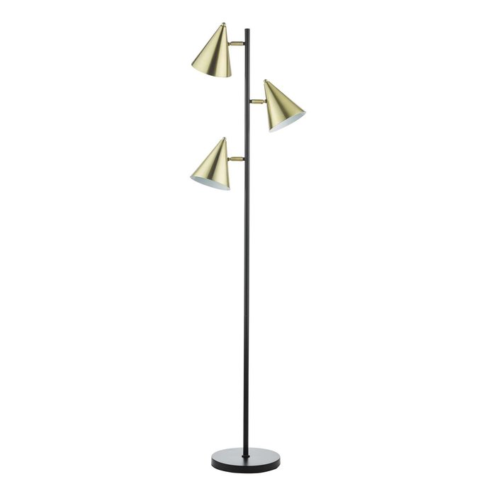 Branco 3 Light Floor Lamp - Matt Black And Brass