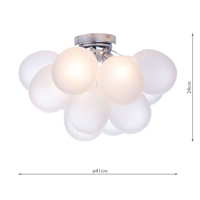 Bubbles 4 Light Flush Ceiling Light - Polished Chrome Frosted Glass