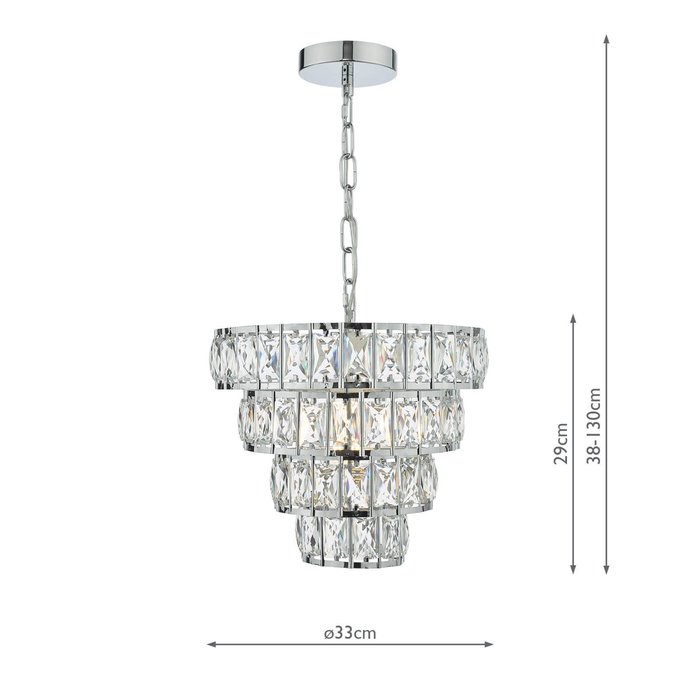 Cerys Single Pendant Light - Polished Chrome Crystal