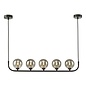 Cradle 5 Light Bar Pendant Light - Matt Black With Smoked Glass