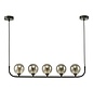 Cradle 5 Light Bar Pendant Light - Matt Black With Smoked Glass