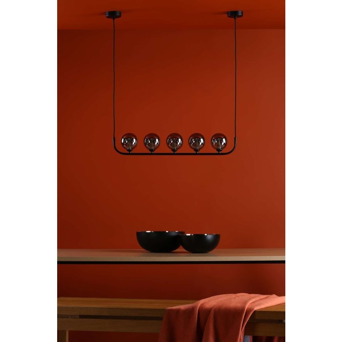 Cradle 5 Light Bar Pendant Light - Matt Black With Smoked Glass