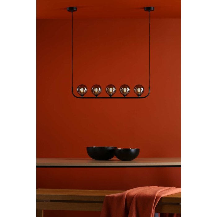 Cradle 5 Light Bar Pendant Light - Matt Black With Smoked Glass