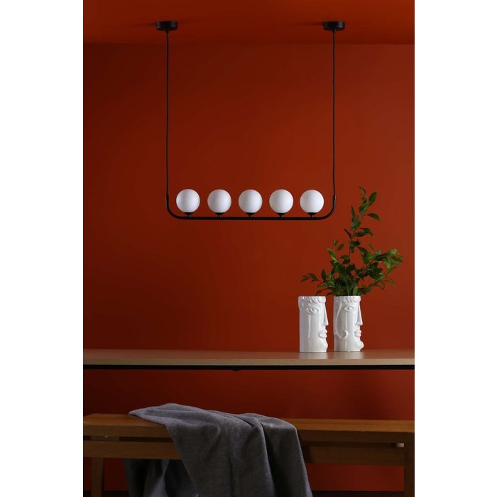 Cradle 5 Light Bar Pendant Light - Matt With Opal Glass