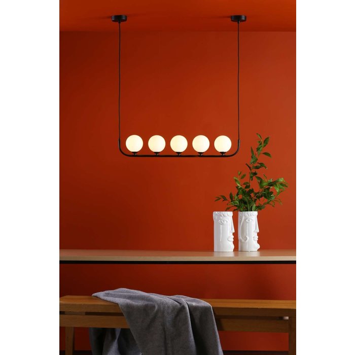 Cradle 5 Light Bar Pendant Light - Matt With Opal Glass