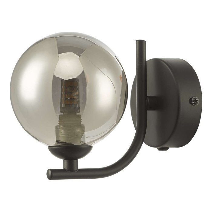 Cradle 1 Light Wall Light - Matt Black Smoked Glass