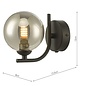 Cradle 1 Light Wall Light - Matt Black Smoked Glass