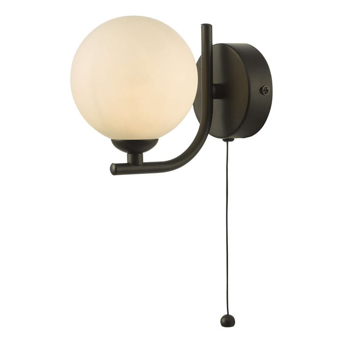 Cradle 1 Light Wall Light - Matt Black Opal Glass