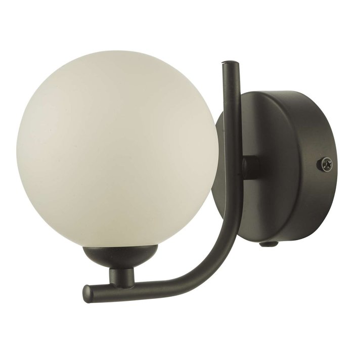 Cradle 1 Light Wall Light - Matt Black Opal Glass