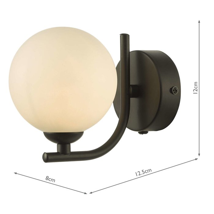 Cradle 1 Light Wall Light - Matt Black Opal Glass