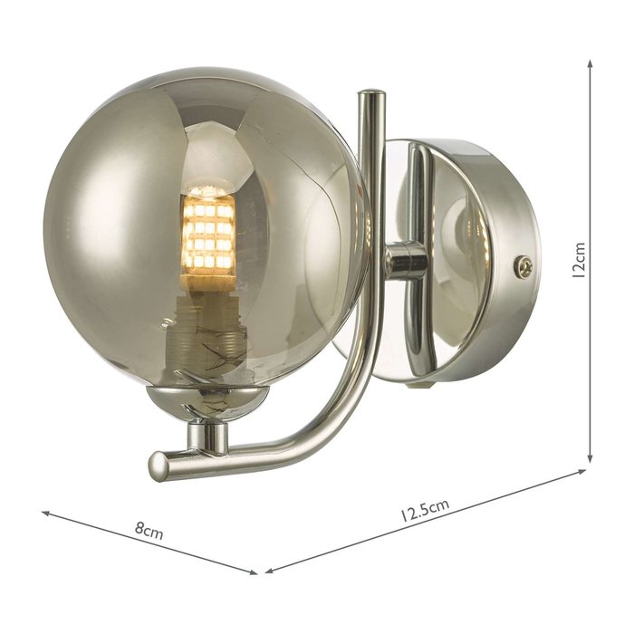 Cradle 1 Light Wall Light - Polished Chrome Smoked Glass