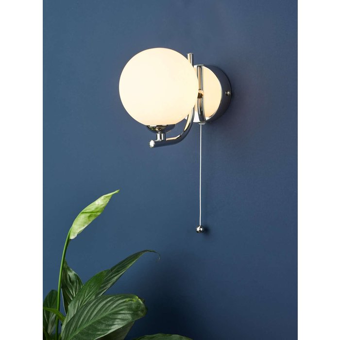 Cradle 1 Light Wall Light - Polished Chrome Opal Glass