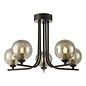 Cradle 5 Light Semi Flush Ceiling Light - Matt Black Smoked Glass