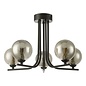 Cradle 5 Light Semi Flush Ceiling Light - Matt Black Smoked Glass