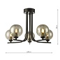 Cradle 5 Light Semi Flush Ceiling Light - Matt Black Smoked Glass