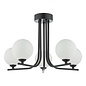 Cradle 5 Light Semi Flush Ceiling Light - Matt Black Opal Glass