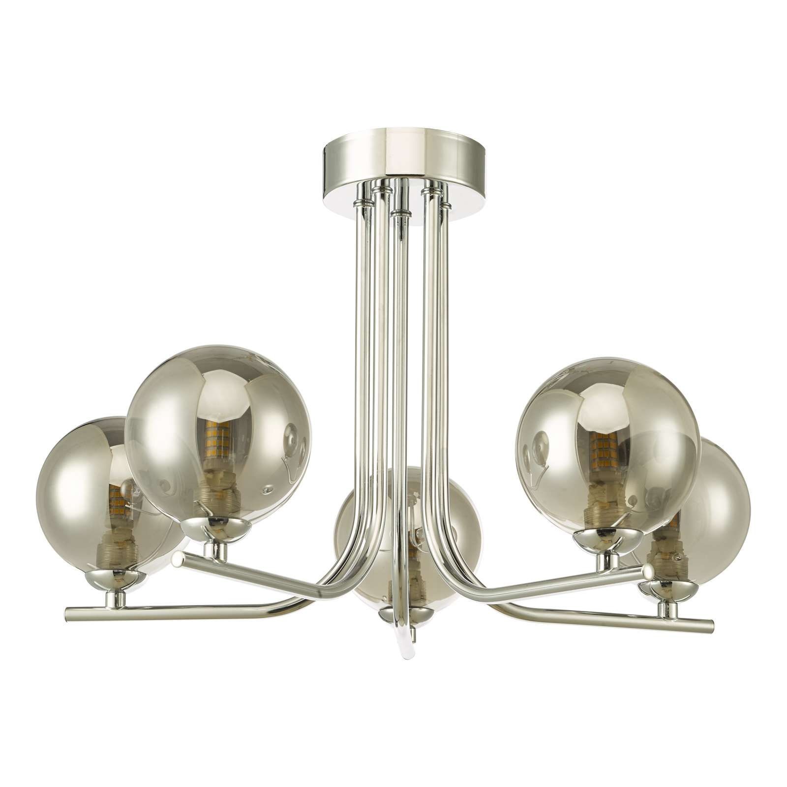 Cradle 5 Light Semi Flush Ceiling Light Polished Chrome Smoked
