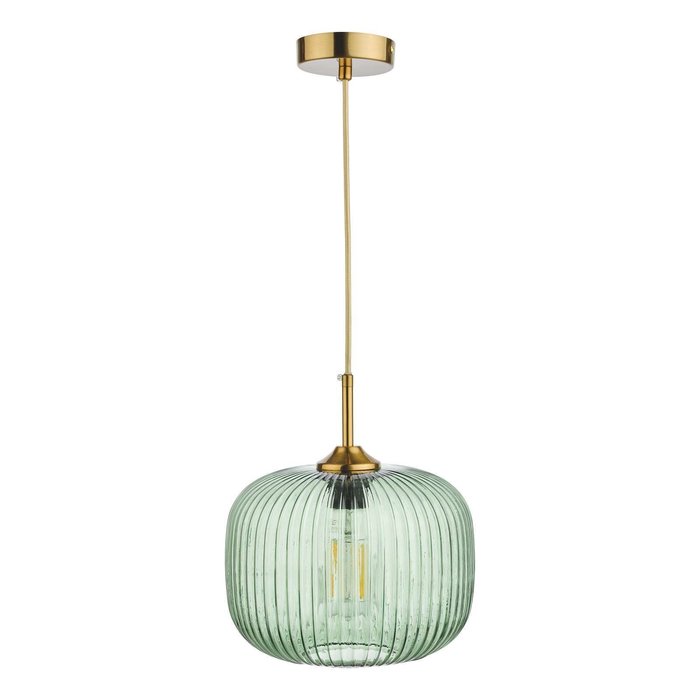 Demarius 1 Light Pendant Light - Green Glass Bronze Detail