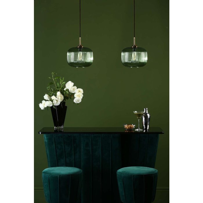 Demarius 1 Light Pendant Light - Green Glass Bronze Detail