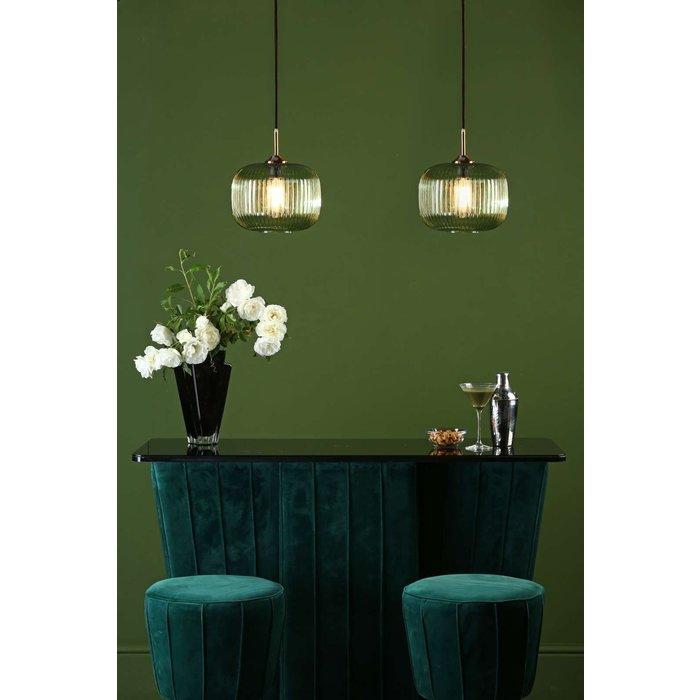 Demarius 1 Light Pendant Light - Green Glass Bronze Detail