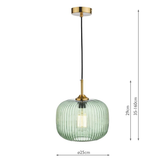 Demarius 1 Light Pendant Light - Green Glass Bronze Detail