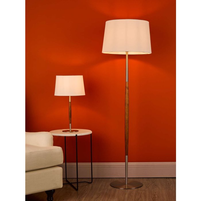 Detroit Table Lamp - Satin Nickel Walnut Detail Base Only