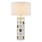 Dimple 1 Light Ceramic Table Lamp - Gloss White Gold With Shade