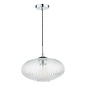 Edmond 1 Light Single Pendant Light - Polished Chrome Ribbed Glass