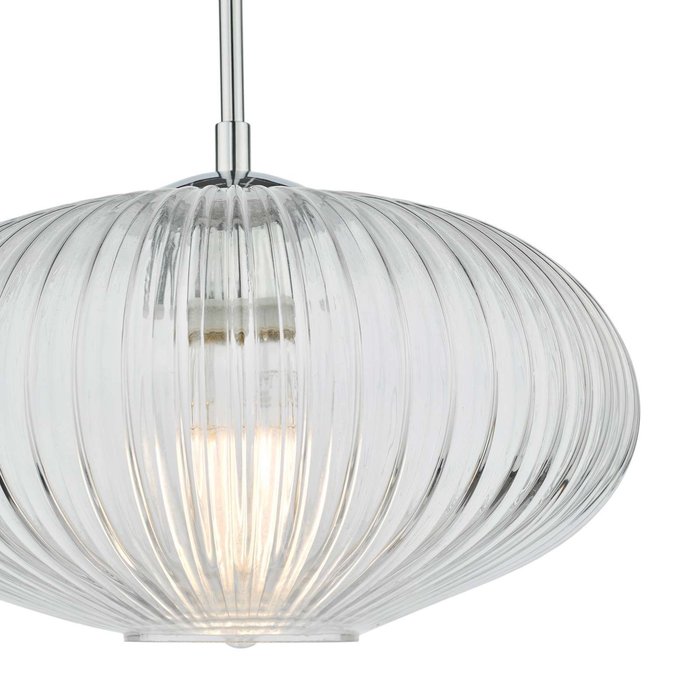 Edmond 1 Light Single Pendant Light - Polished Chrome Ribbed Glass