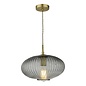 Edmond 1 Light Pendant Light - Smoked Glass Antique Brass Detail