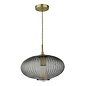 Edmond 1 Light Pendant Light - Smoked Glass Antique Brass Detail