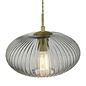 Edmond 1 Light Pendant Light - Smoked Glass Antique Brass Detail