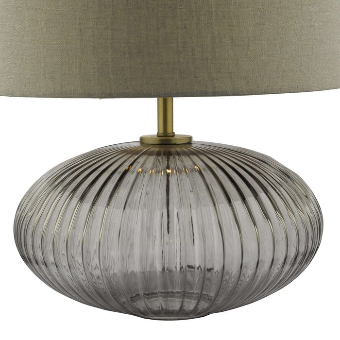 Edmond Table Lamp - Smoked Glass Antique Brass Detail With Shade