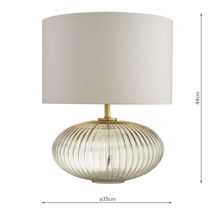 Edmond Table Lamp - Smoked Glass Antique Brass Detail With Shade