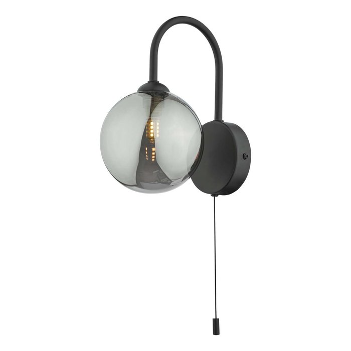 Eissa 1 Light Wall Light - Matt Black Smoked Glass