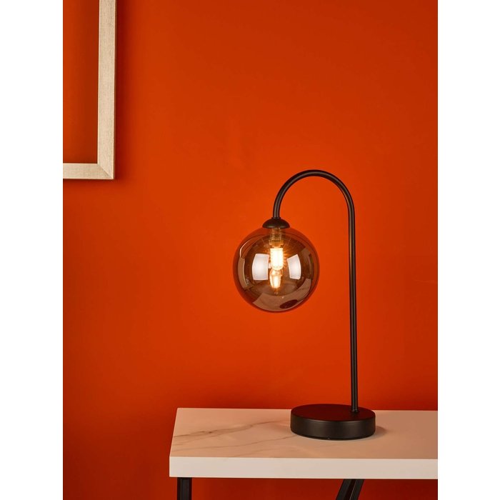 Eissa 1 Light Touch Table Lamp - Matt Black Smoked Glass