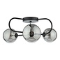 Eissa 3 Light Semi Flush Ceiling Light - Matt Black Smoked Glass