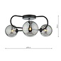 Eissa 3 Light Semi Flush Ceiling Light - Matt Black Smoked Glass