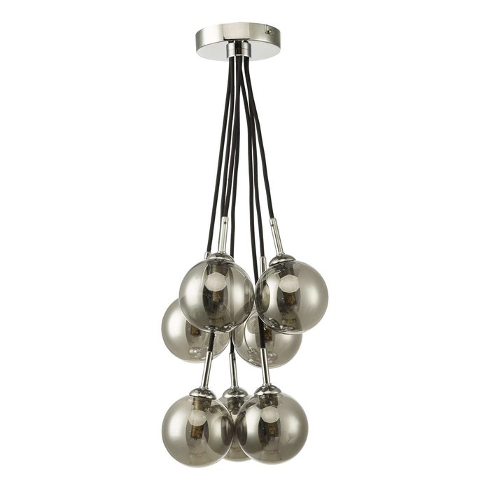 Elpis 7 Light Cluster Pendant Light - Polished Chrome Smoked Glass