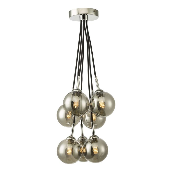 Elpis 7 Light Cluster Pendant Light - Polished Chrome Smoked Glass