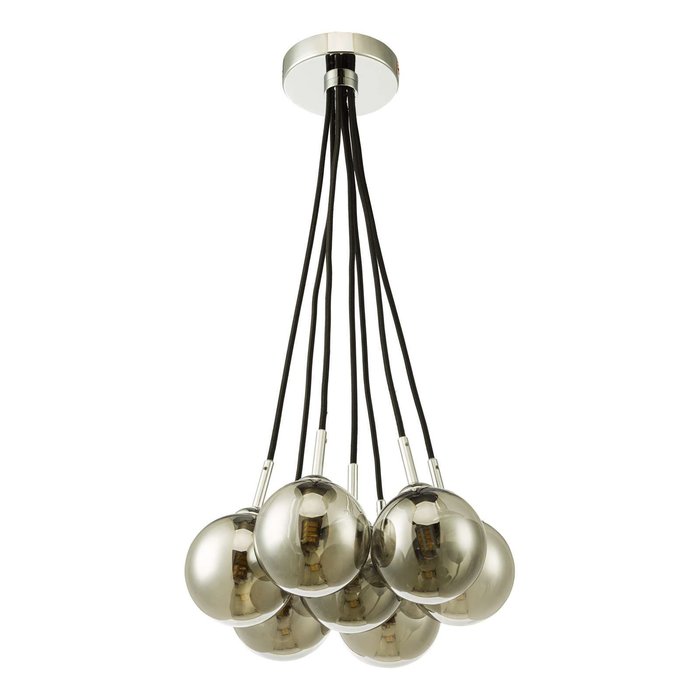 Elpis 7 Light Cluster Pendant Light - Polished Chrome Smoked Glass