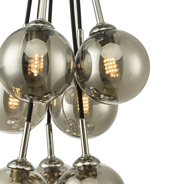 Elpis 7 Light Cluster Pendant Light - Polished Chrome Smoked Glass